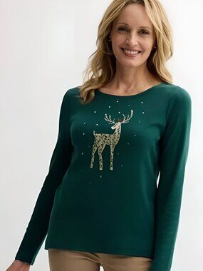 Lot of 3 Brand New w/ Tags Red Croft & Barrow Long-Sleeve Holiday Tops Medium!